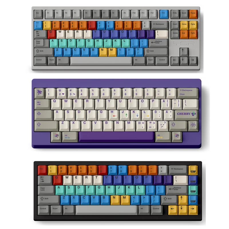 

FBB Retro Series Keycap Side Engraved Original Sublimated PBT Mechanical Keyboard Key Caps Retro 9009 DIY Computer Accessories