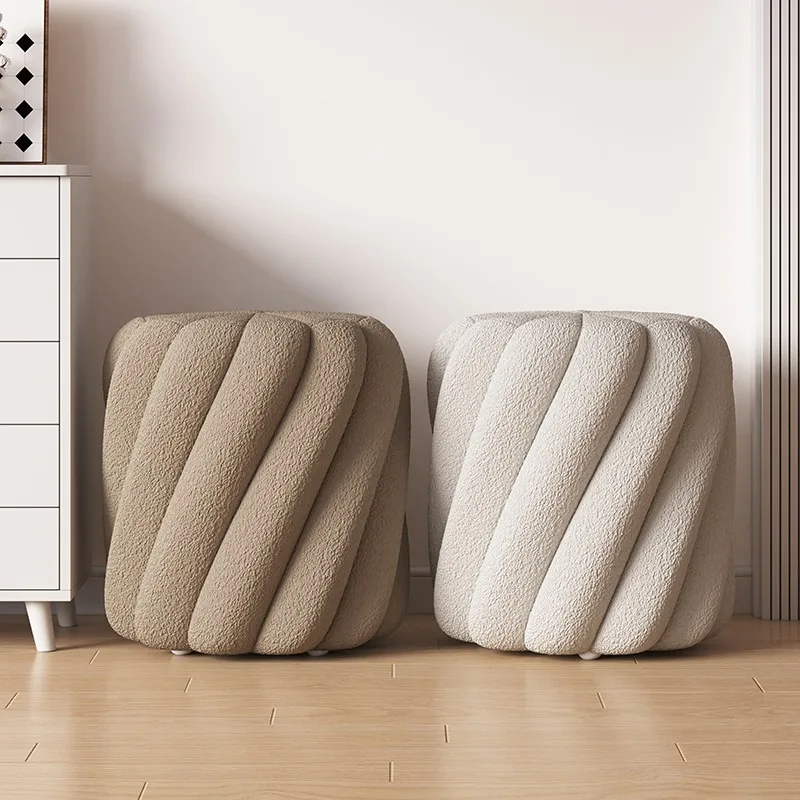 

Shoe Change Stool Home Entrance Shoe Stool Porch Lamb Wool Round Low Stools Home Furniture Muebles Multifuncionales Ottoman