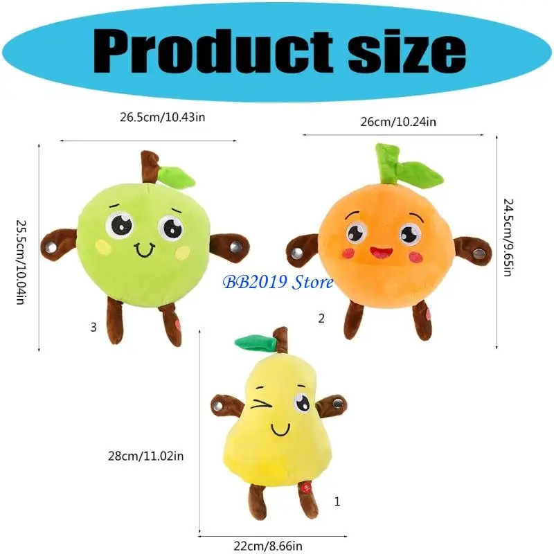 Q0KB Đồ chơi cảm giác hình trái cây bằng vải nhung mềm có phản hồi cảm ứng có độ nhạy cao để vui chơi âm nhạc và phát triển trẻ