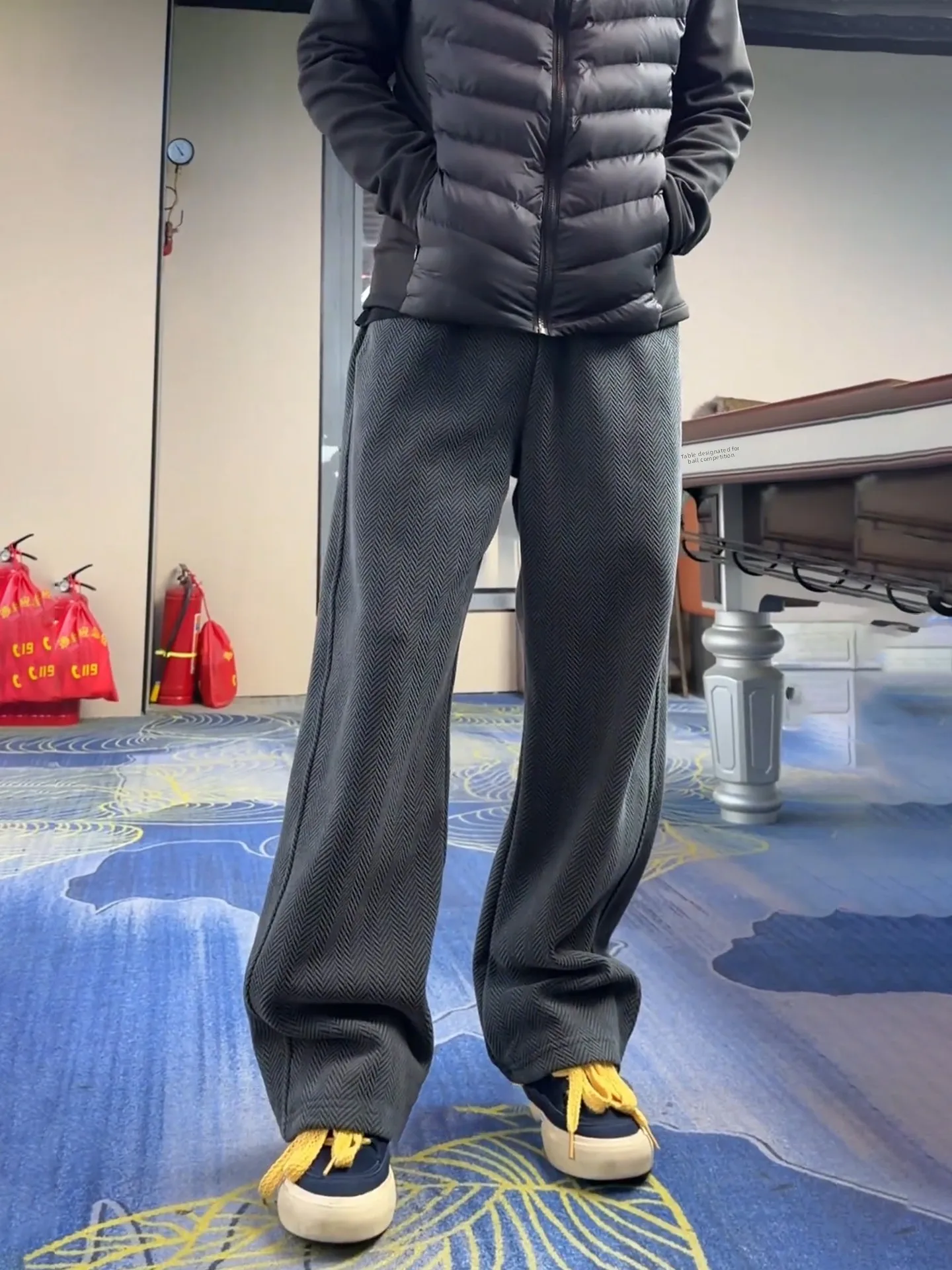 

Мужские повседневные брюки Deep ey Tweed Fce Lined с подкладкой, осенне-зимние, свободные, широкие, прямого кроя, для отдыха