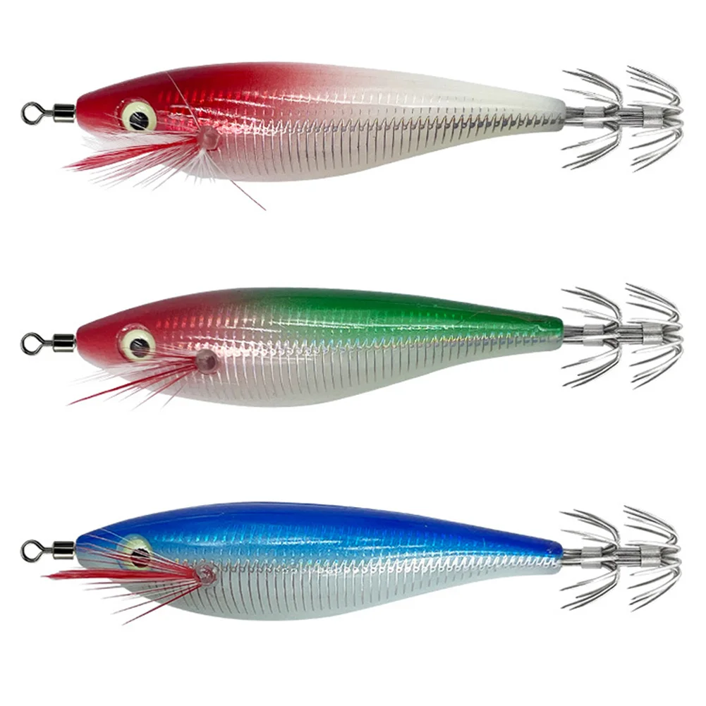 10g/10cm Lifelike Squid Hook Double Hook Glowing Octopus Bait Fishing Tackles Luminous Squid Jig Hooks for Saltwater Freshwater image 4