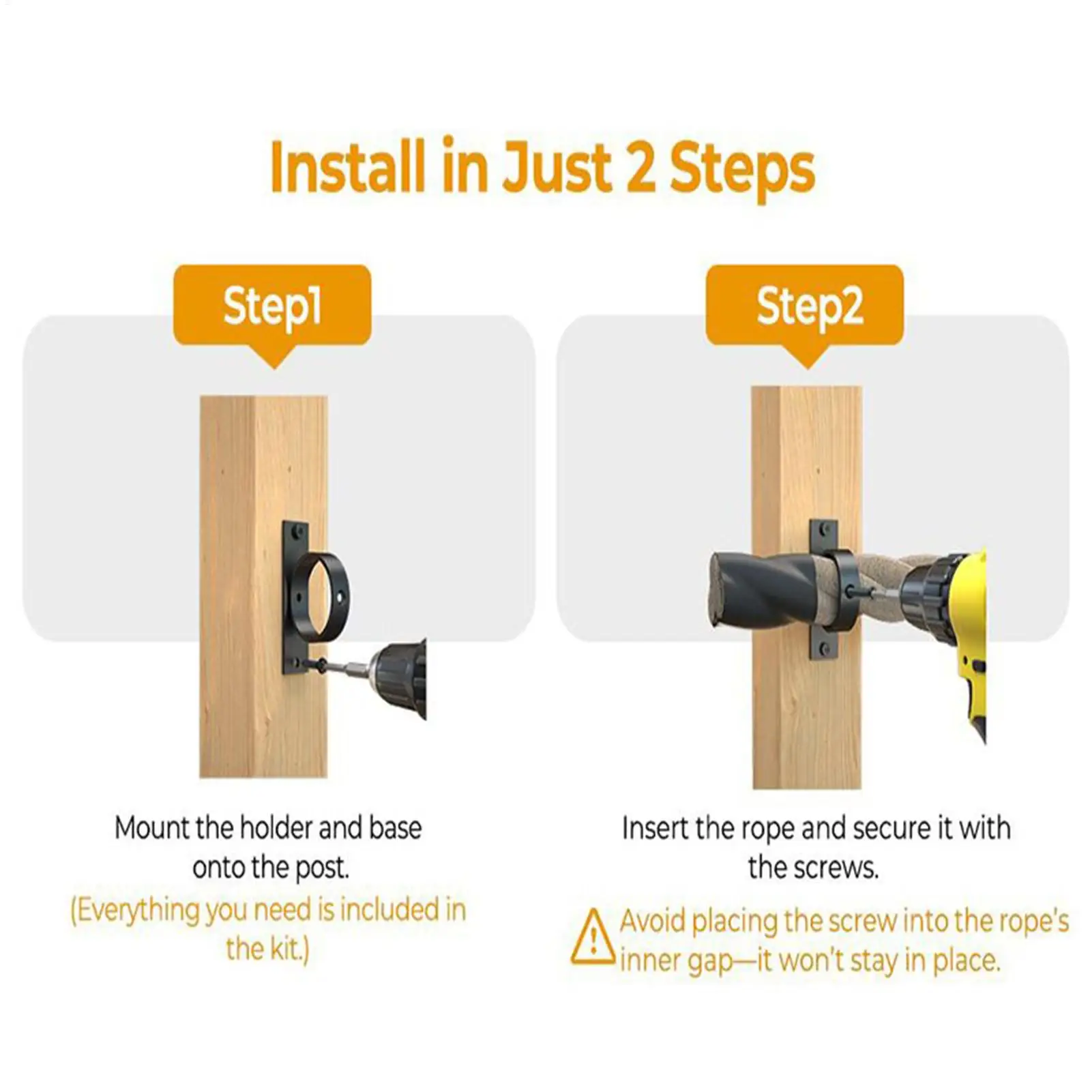 Rope Support Holder Brackets Rope Fencing Support Holder Battle Sturdy Wall Mount Hanger Easy Installation Hardware For Decks