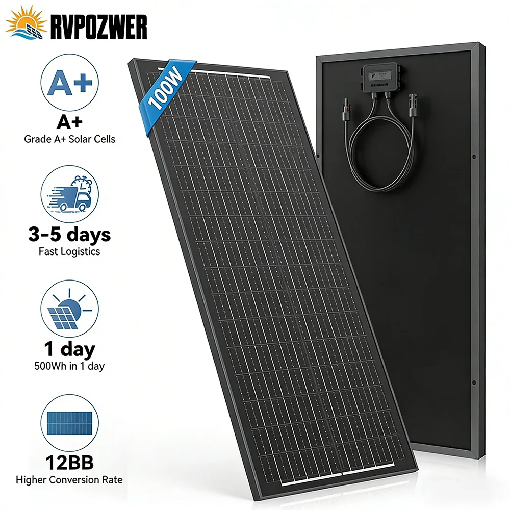 

Солнечная панель RVPOZWER 12BB/18BB 12В 100Вт N-типа, монокристаллическая, высокоэффективная, для кемпинга на крыше, жесткая конструкция