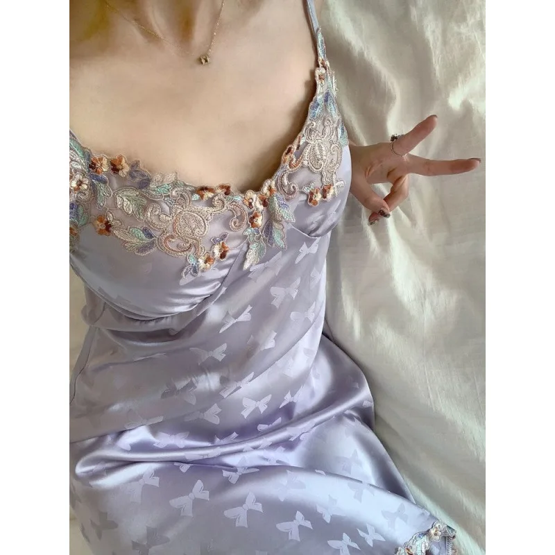 

Pjs Setice Silk Pajamaswomen's Pajama Setladies' Spring/summer Pajamaspure Desire Wind Ice Silk Sleeping Skirtfashionable