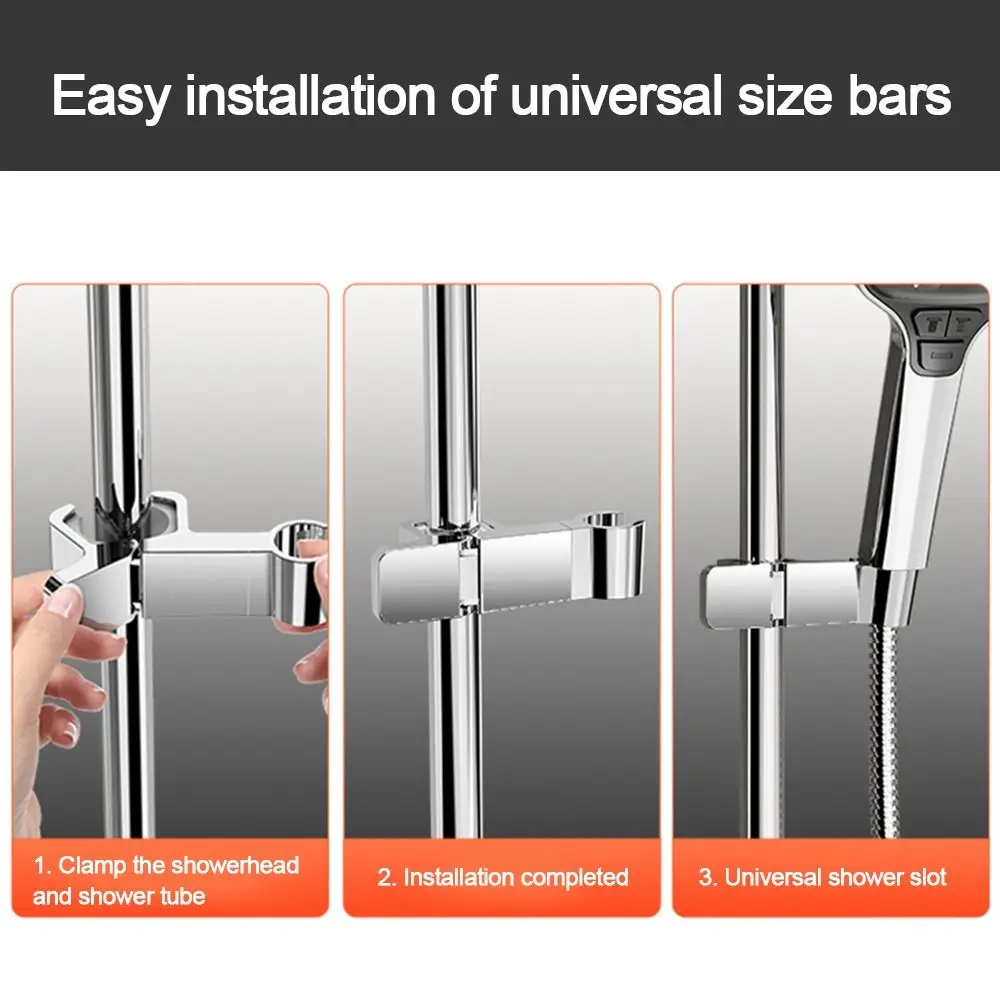 Portable Round Pipe Shower Head Holder Clamps Rotatable Sprayer Fixed Base Replacement Adjustable Riser Rail Bracket