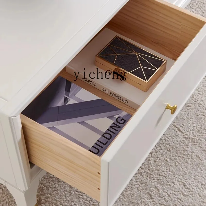 Gz-21 Simple Modern Small Apartment Light Luxury Internet Celebrity Solid Wood Coffee Table TV Cabinet Combination Set