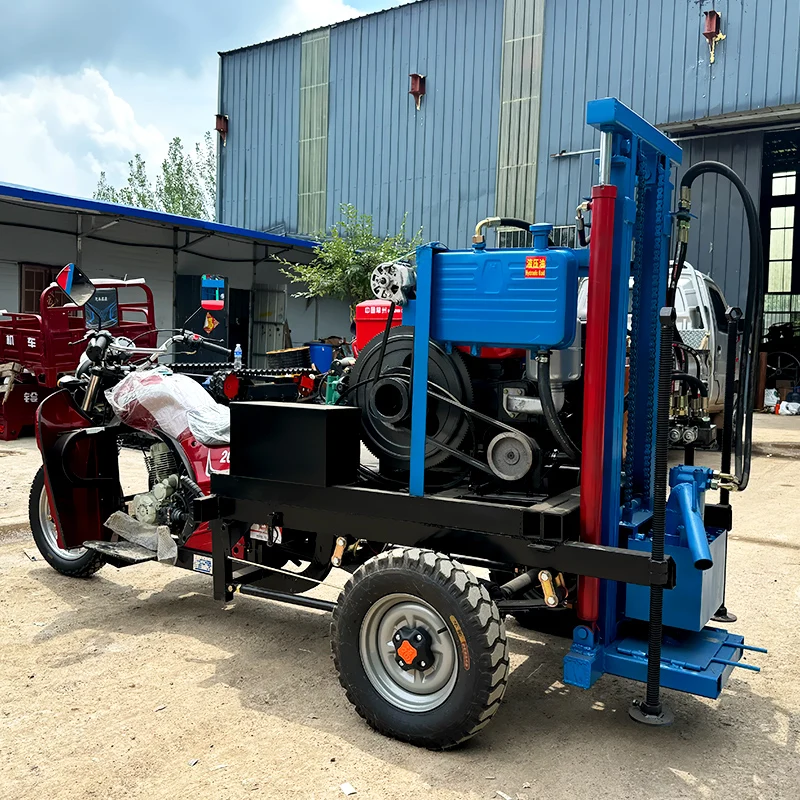 Customized tricycle-mounted pneumatic small borehole multi-functional water well drilling machine