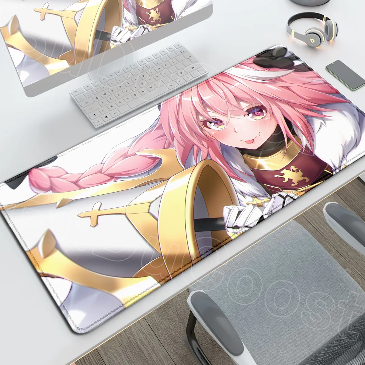 Rutschfeste Gummiunterlage Desktop-Teppich Große Laptop-Dekoration Tastaturmatte XXL Kawaii Girl Astolfo Mauspad PC-Gaming-Zubehör – Detail 15