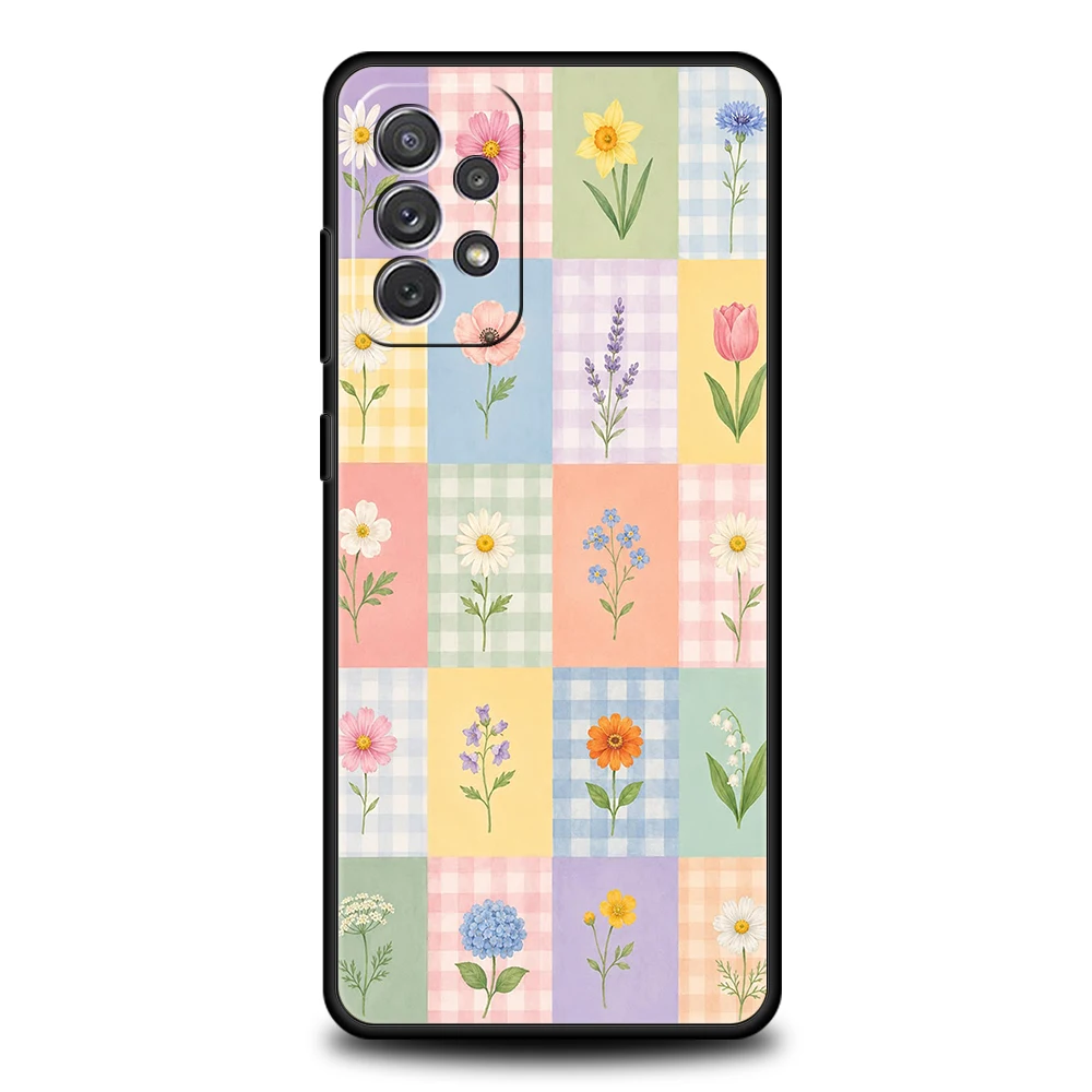 Phone Case for Samsung Galaxy A13 A15 A17 A22 A23 A25 A31 A32 A33 A35 A41 A51 A52 A55 Soft TPU Shell Collection Of Spring Flower