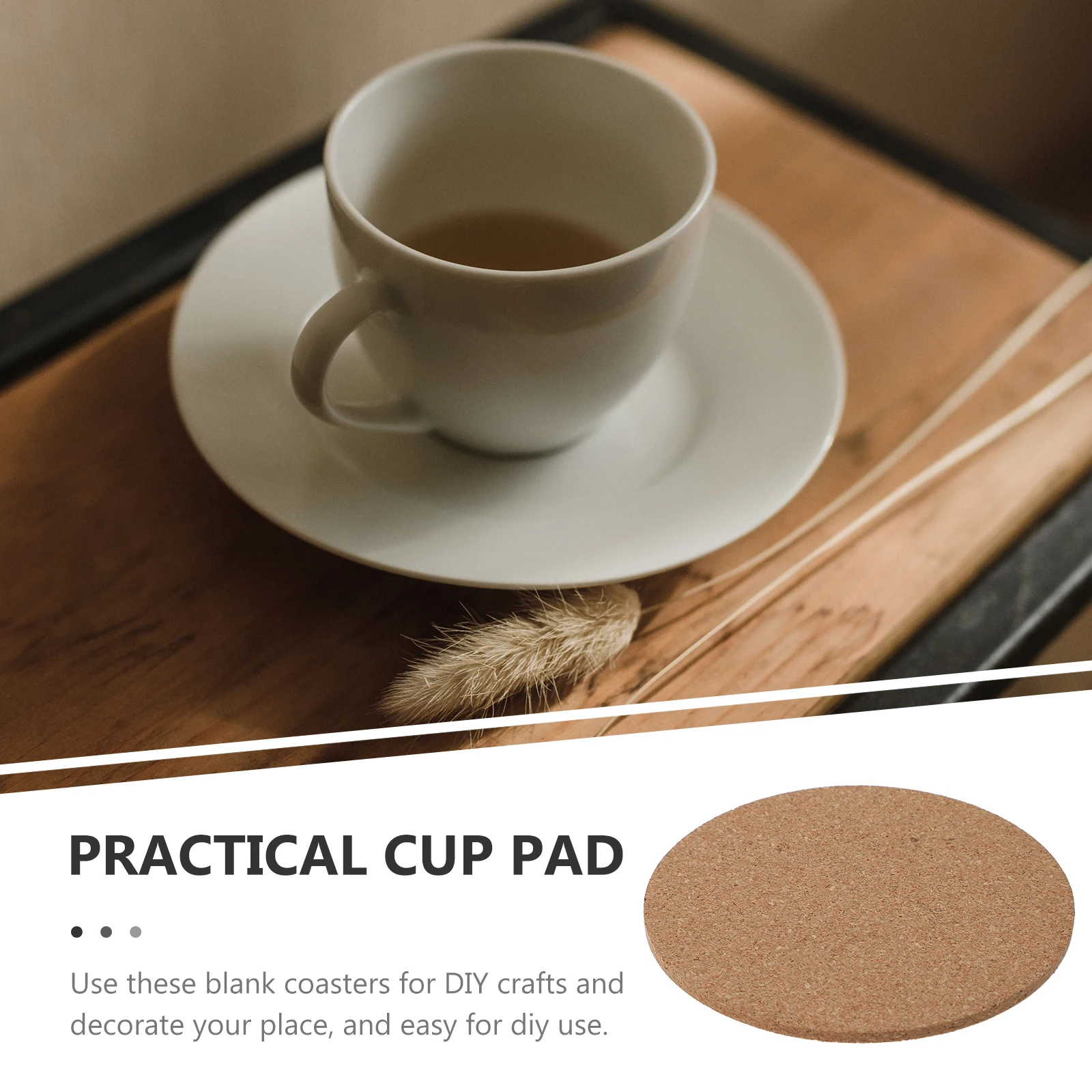 30pcs Cork Coasters Reusable Drink Coaster for Home Coffee Shop Blank Coasters Craft Supplies Thick Padding Table Mat