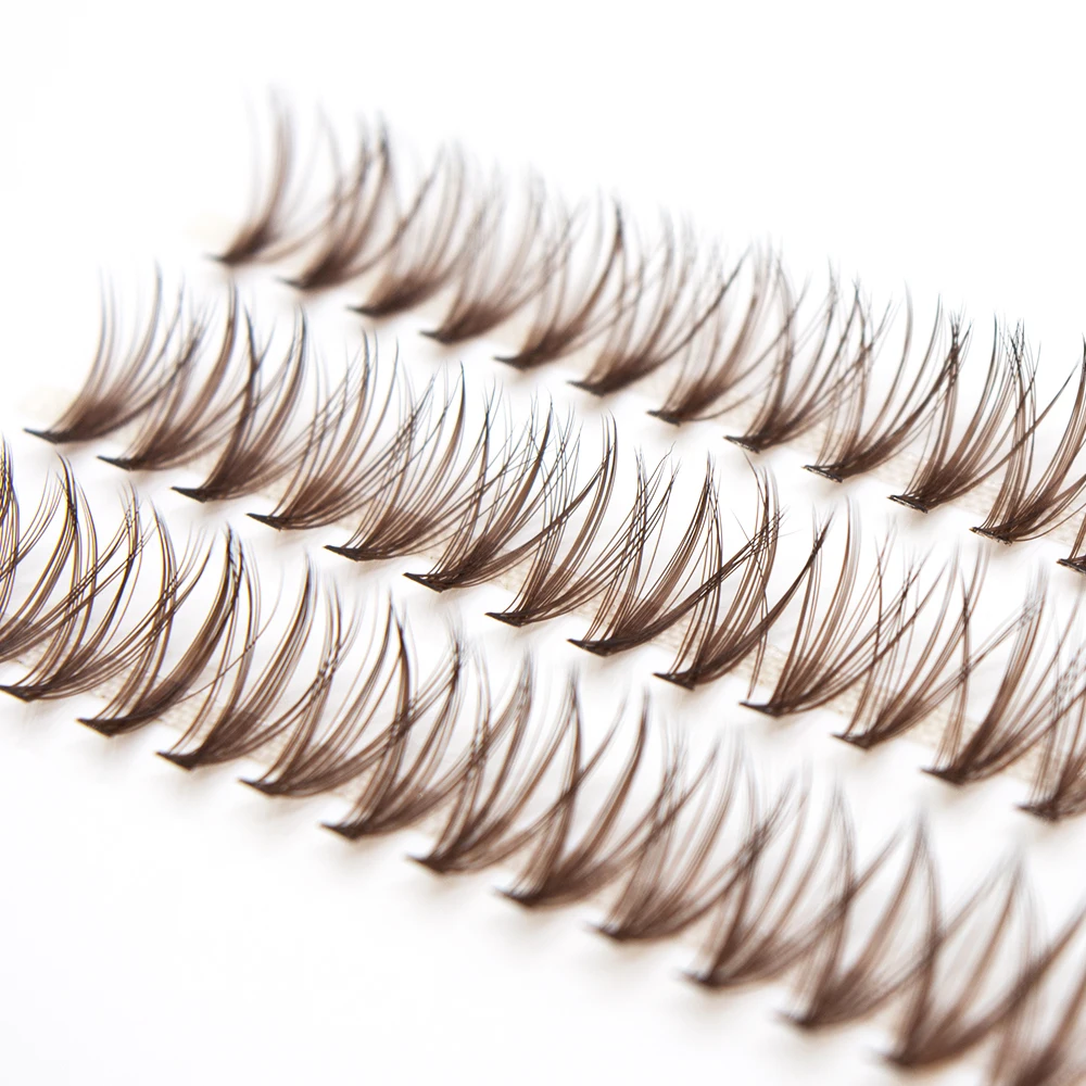 Mechones SILK60, extensión de pestañas de visón, volumen Natural 3D ruso, pestañas postizas de color marrón, pestañas individuales de racimo 20D, maquillaje Cilios