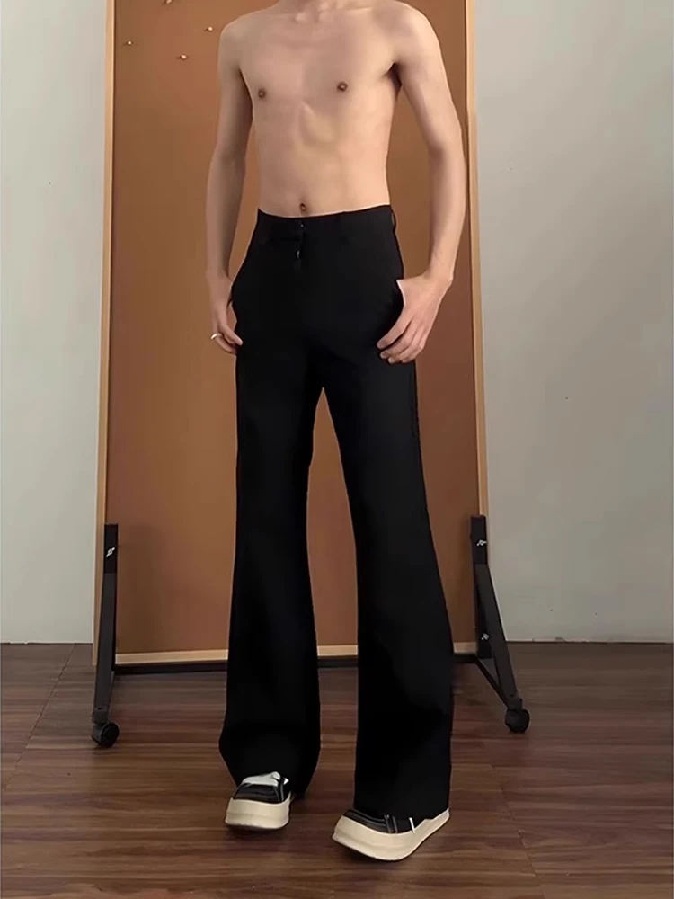 

Bla High Waist Flared Casual Pants Men Summer Thin Ice Silk Pants Drapey High-End Straight Casual Knife Pants