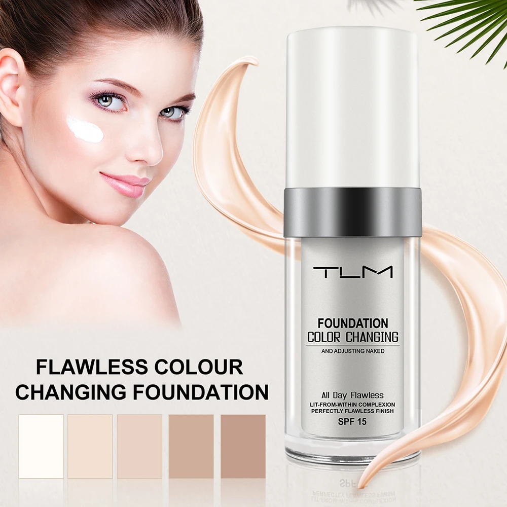 TLM Foundation Magic Color Changing Foundation Liquid Soft Matte Long Lasting Hydrating Makeup Base maquiagem