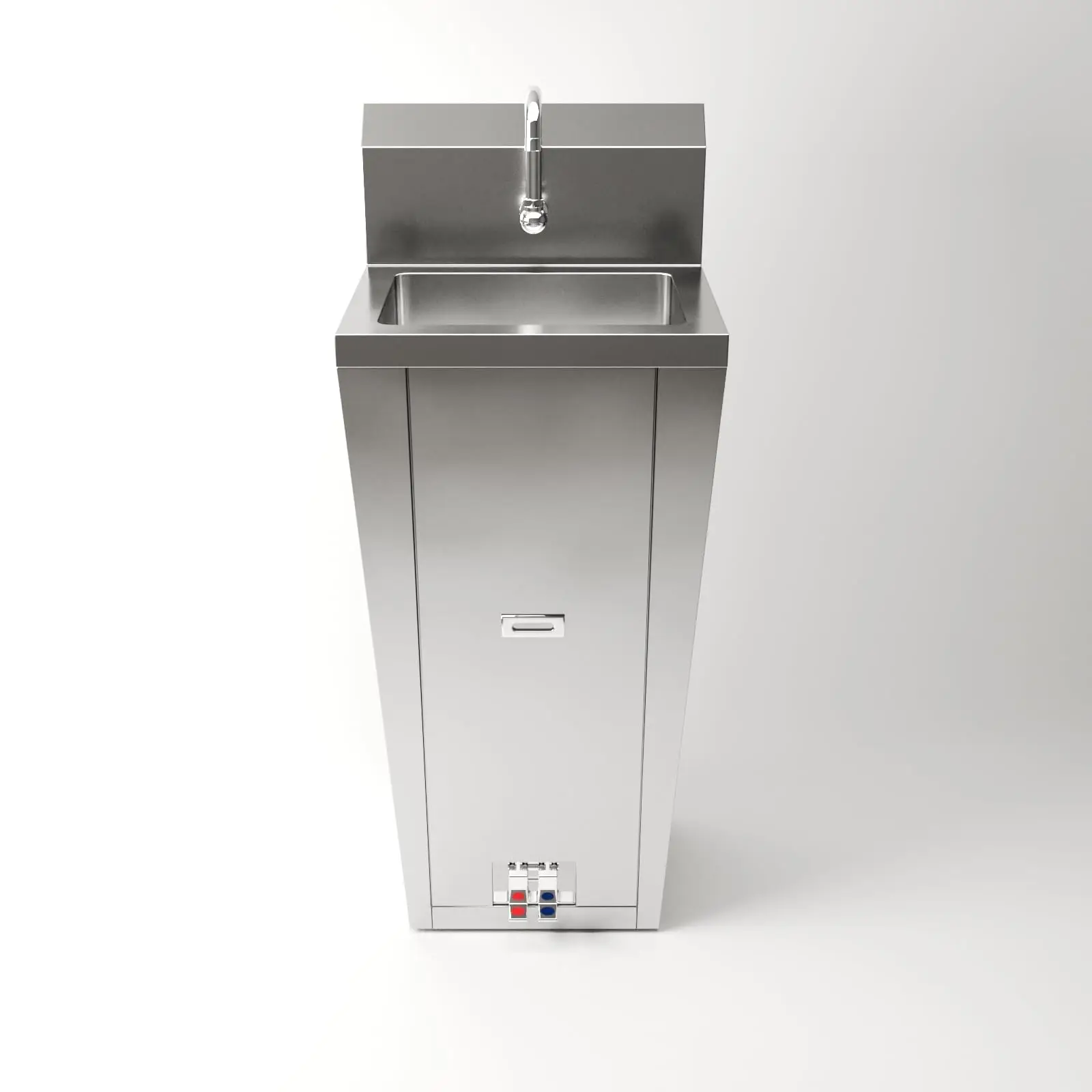 Hands-Free Stainless Steel Pedestal Hand Sink with Foot Pedal and Faucet