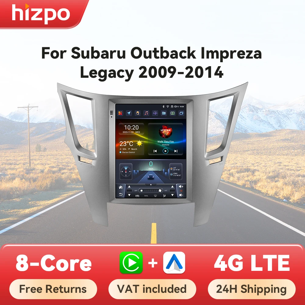 Hizpo For Tesla Style Car Radio For Subaru Outback lmpreza Legacy 2009 - 2014 Car Multimedia Vetical Screen Navi Stereos GPS RDS