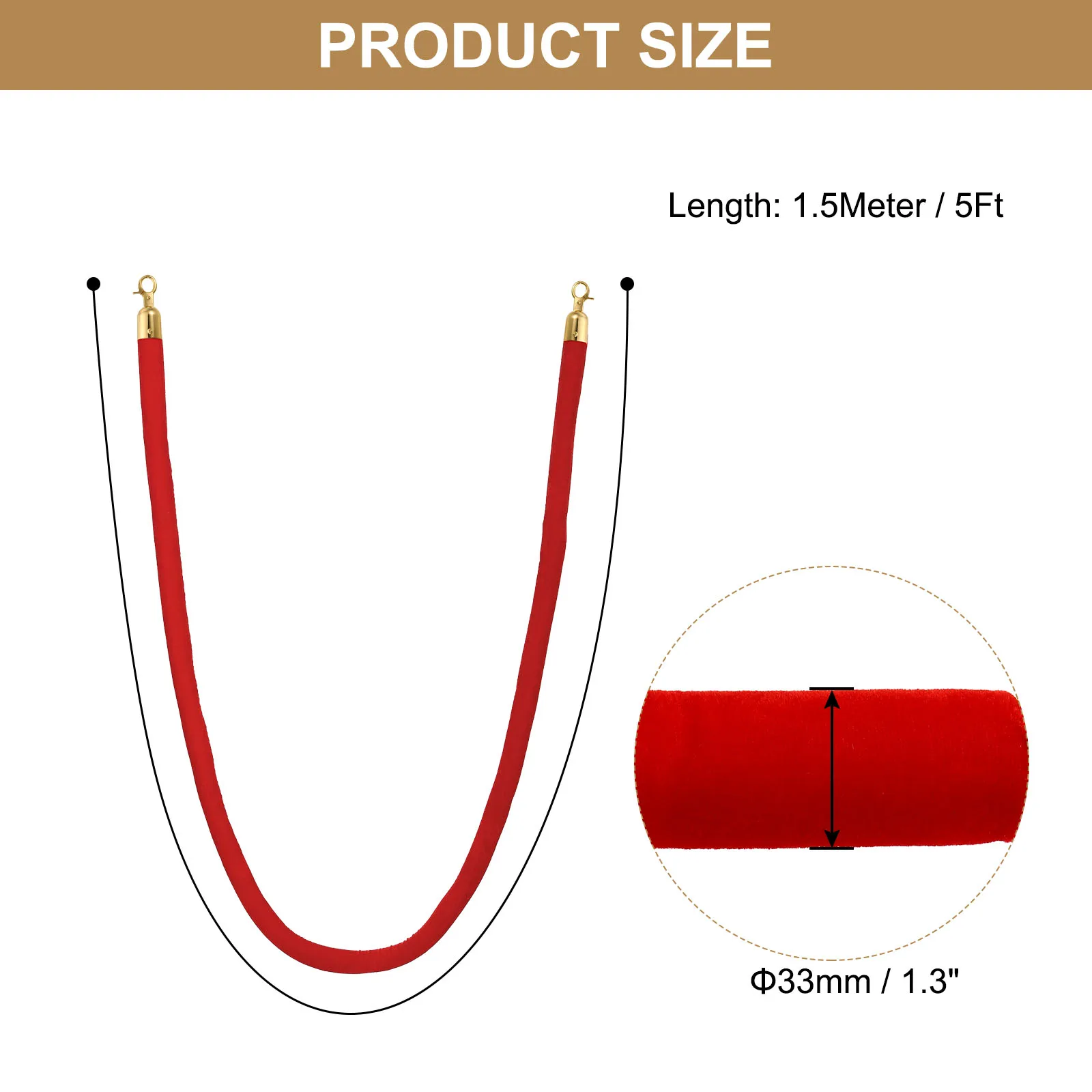 2/4Pcs Velvet Stanchion Rope 4-8Feet Crowd Control Barrier Rope with Snap Hooks for Posts Stands Queue Divider of Hotel Theater