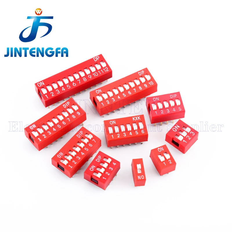 10PCS 2.54MM 1/2/3/4/5/6/8/10Pin Dial switch Slide Type DIP Switch Module Position Way Pitch Red Toggle Switch Blue Snap Switch