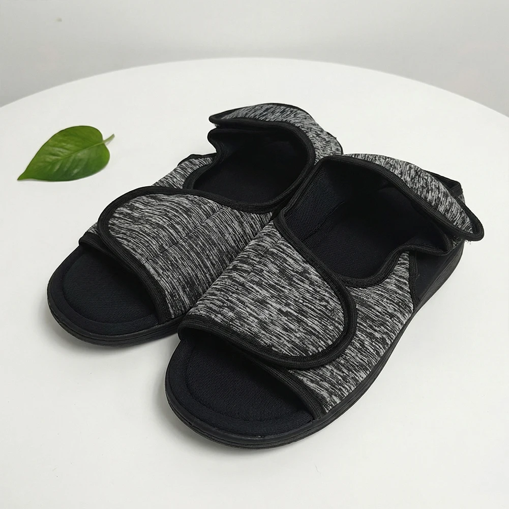 Hook and Loop Fastener Shoes Adjustable Edema House Shoes Breathable Wide Open Toe Sandals Non-Slip for Indoor Outdoor