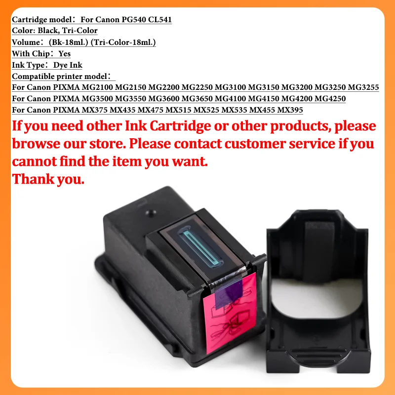2PCS/1~2SET PG540 CL541 PG-540 CL-541 540XL 541XL Ink Cartridge PG 540 For Canon Pixma MG4250 MG3250 MG3255 MG3550 MG4100 MG4150