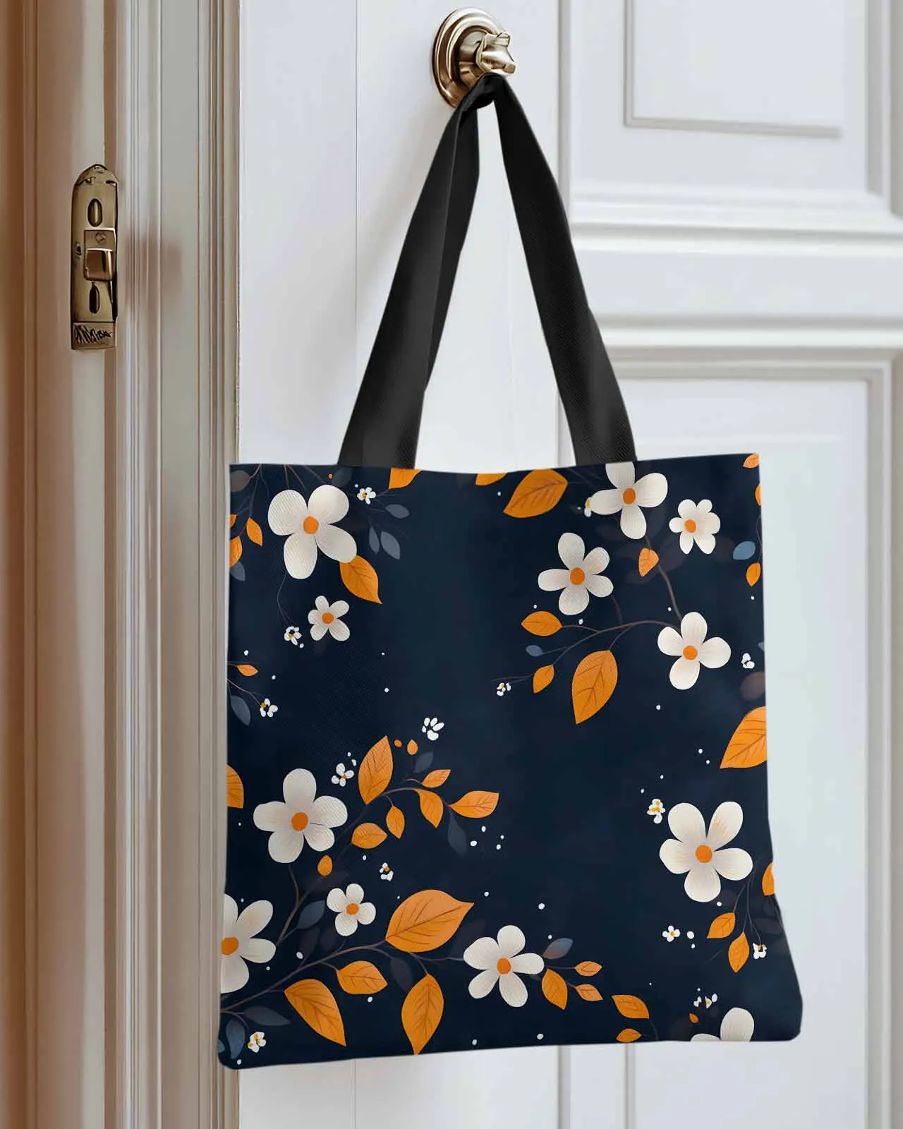 

Spring Retro Pastoral Flowers Canvas Bag Handbag Oxford Cloth Eco Shopping Storage Bag for Home Use