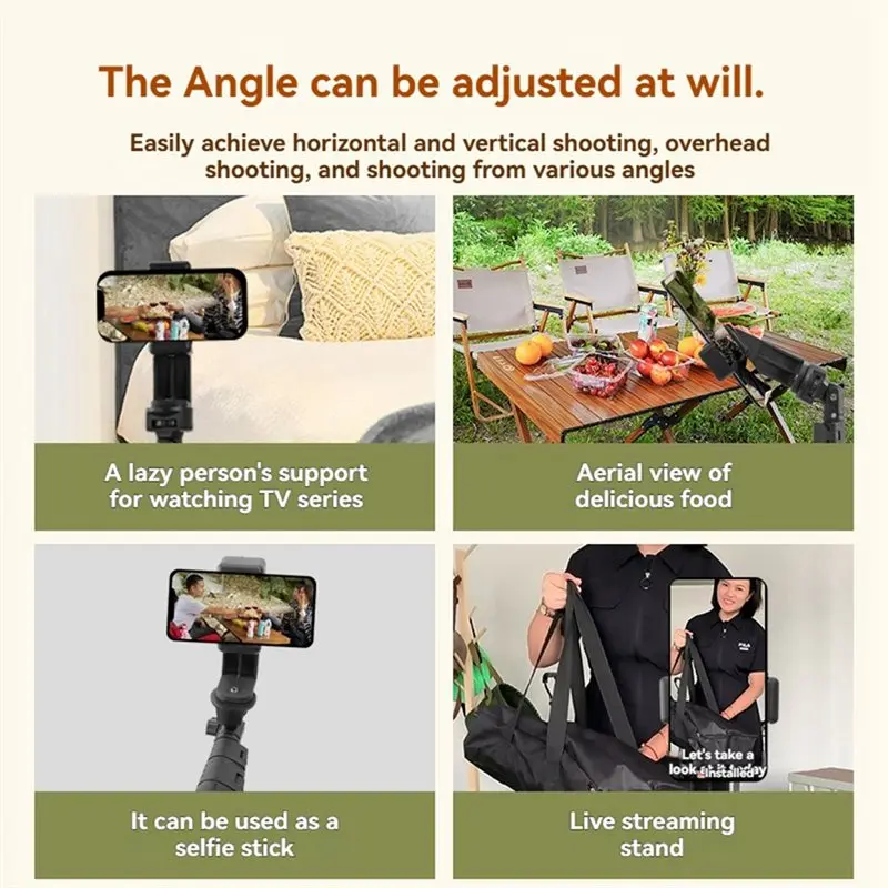 [NEW A09R!】 Live Streaming Panoramic Camera Stand 1.6M Phone Tripod+ Phone Clip Telescopic Lightweight Travel Tripod