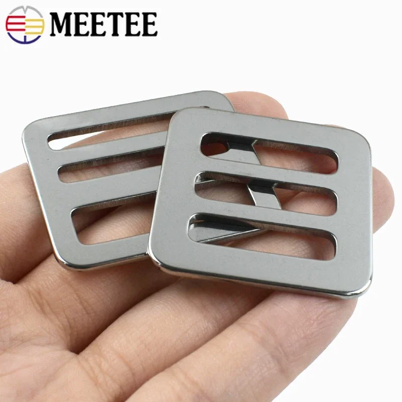 2/5/10Pcs 26-50mm Stainless Steel Buckle Tri-Glide Clasp Webbing Strap Adjuster Garment Decorative Clasps Hardware Accessories