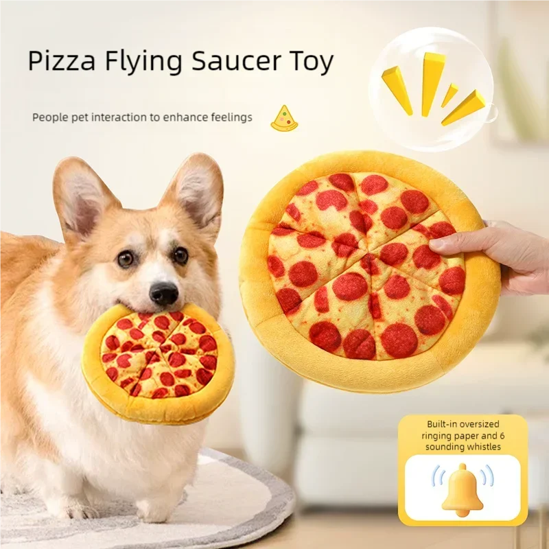 Plüsch-Donut-Pizza-Quietschspielzeug für kleine, mittelgroße und große Hunde, sauberes Kauspielzeug, sicheres Welpenzubehör für aggressive Kauer