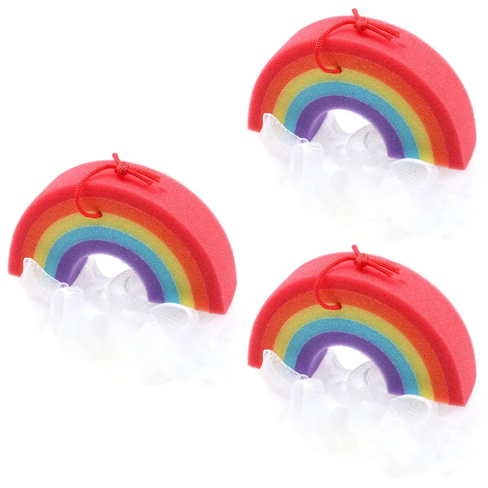 

3Pcs Rainbow Bath Balls Creative Body Scrubbing Shower Supplies Colorful Comfortable Exfoliating Bath Sponges Shower Scrubbers