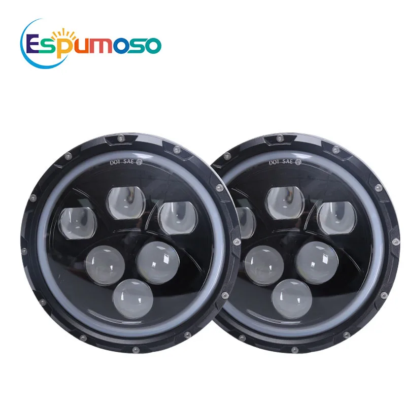 

7 Inch Led Headlight Round Halo Ring Angel Eye 60W White for Jeep Lada Niva 4x4 offroad Projection Led Headlights for 4x4 Truck