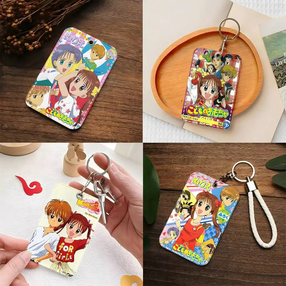 1pc Kodomo No Omocha Card Case Keychain Access Card Bag Key Tag Ring Leather Card Holder Key Ring Access