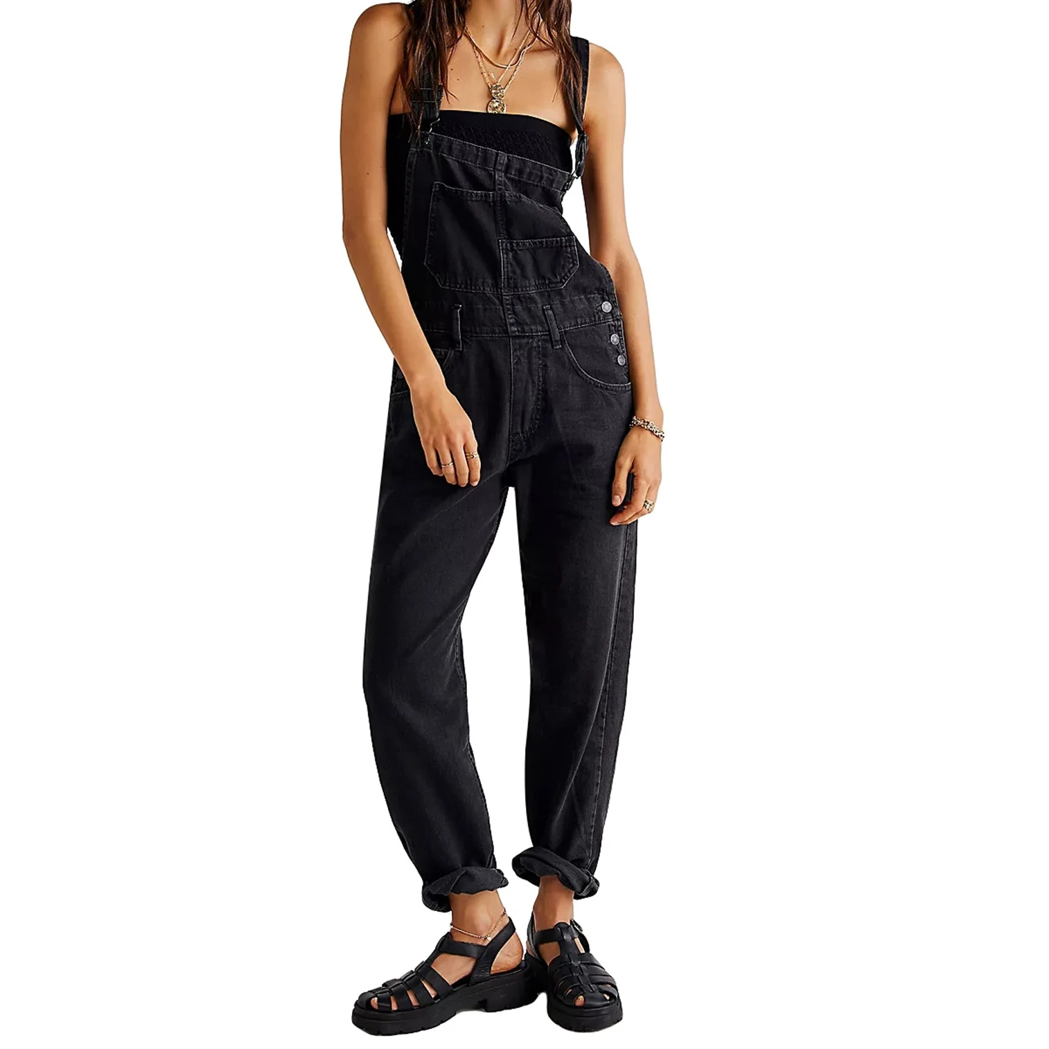 Màu Xanh Denim Áo Liền Quần Jumpsuit Rompers Nữ Thắt Lưng Lỗ Rỗng Ra E-Cô Gái Công Việc Thường Quần Nóng Y2k Quần Jean Dài quần Dạo Phố