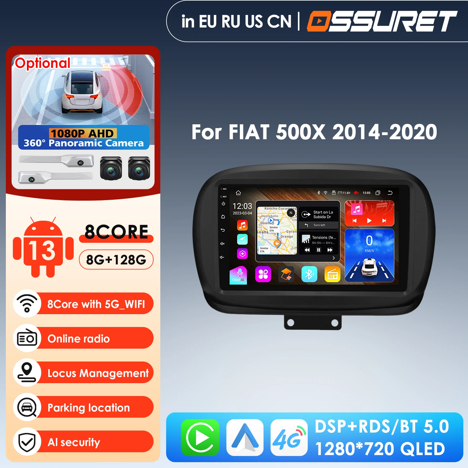 

Hizpo 9 Inch 7862 Intelligent Screen Carplay 4G 2Din Android 13 Car Radio for FIAT 500X 2014 - 2020 Multimedia Video Player WIFI