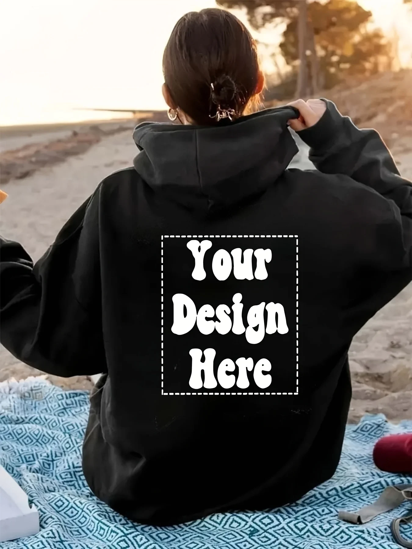 Customize Womens Hoodies Casual Oversized Pocket Sweatshirts Winter Fleece Warm Tops DIY Your Graphic Pullovers Woman Clothes