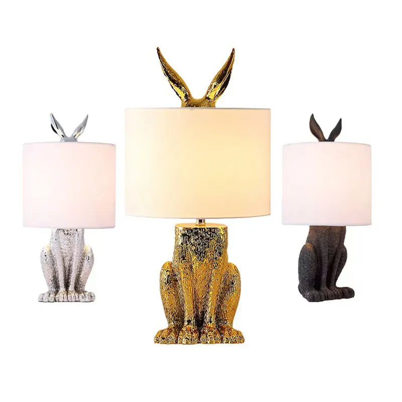 

Creative Resin Rabbit Table Lamps Nordic Retro Industrial Desk Lights for Living Room Bedroom Bedside Study Decor Lights