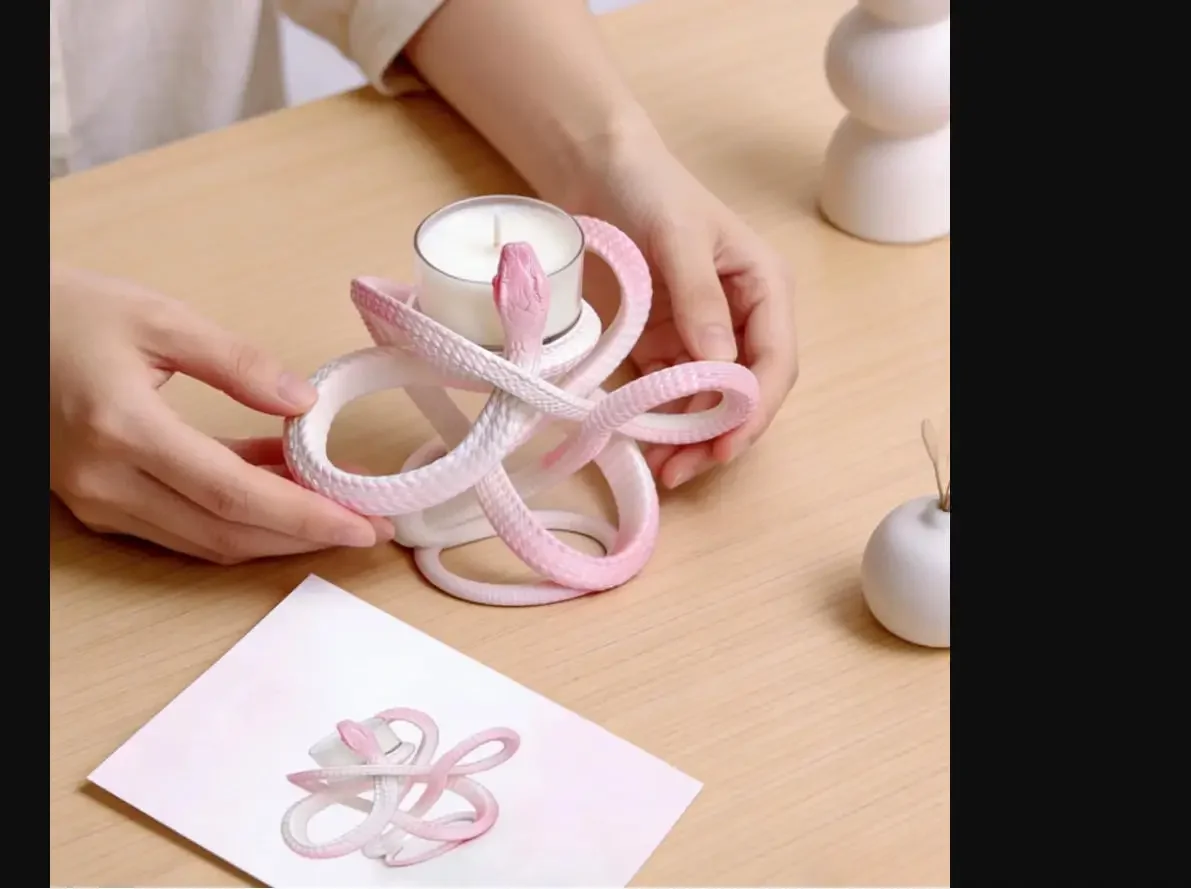 Candlestick ornament original ornament snake shaped candle table desktop ornament home decoration gift box made of resin materia