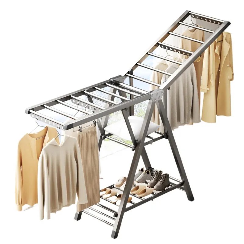 Clothes drying rack Floor-to-ceiling thickened aluminum alloy folding airfoil drying rack