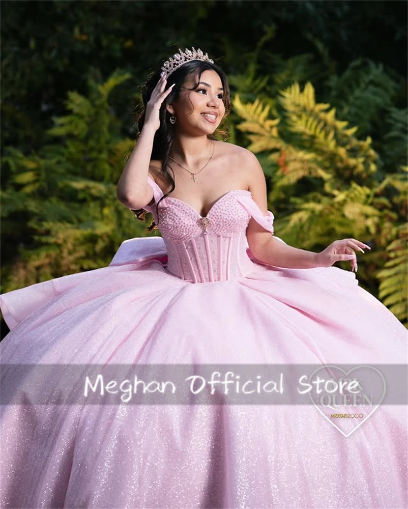 청소년을위한 베스트 셀러 Quinceanera 드레스 비드 보우 프릴 생일 파티 드레스 Vestidos De 15 Anos Customized Plus