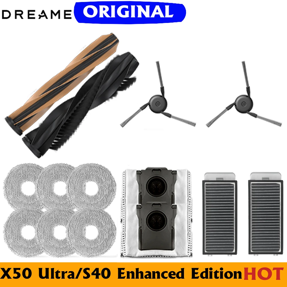 Оригинальный комплект деталей Dreame X50 Ultra/X50 Master / L50 (Pro) Ultra / L40s (Pro) Ultra, основная боковая щетка, швабра, комплект деталей фильтра Hepa