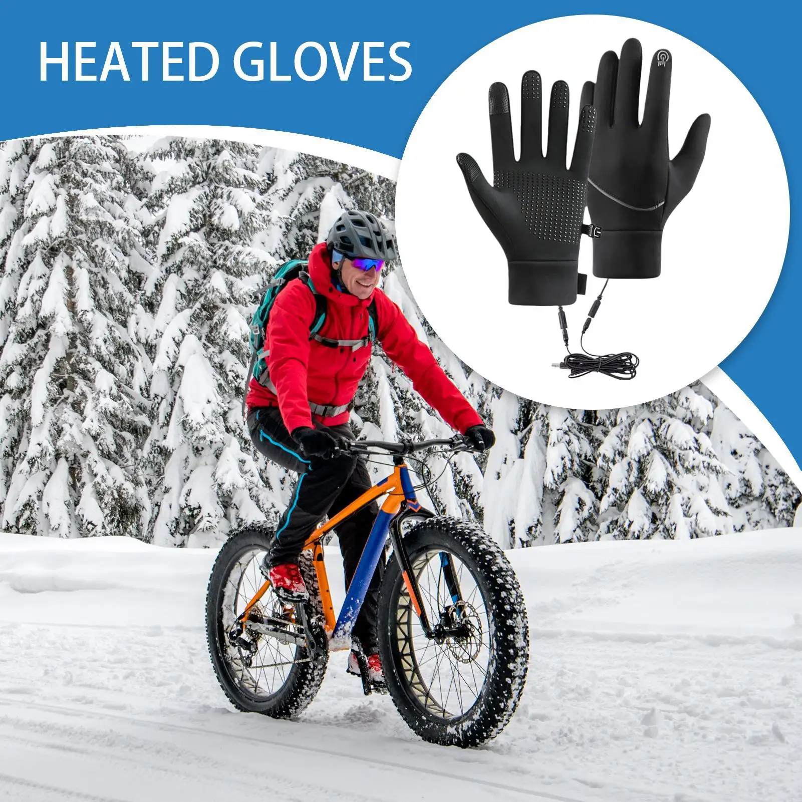 Heated Work Gloves Lightweight Winter USB Heated Gloves Thermal Mitt For Cold Weather Winter Running Driving Hiking Cycling Snow
