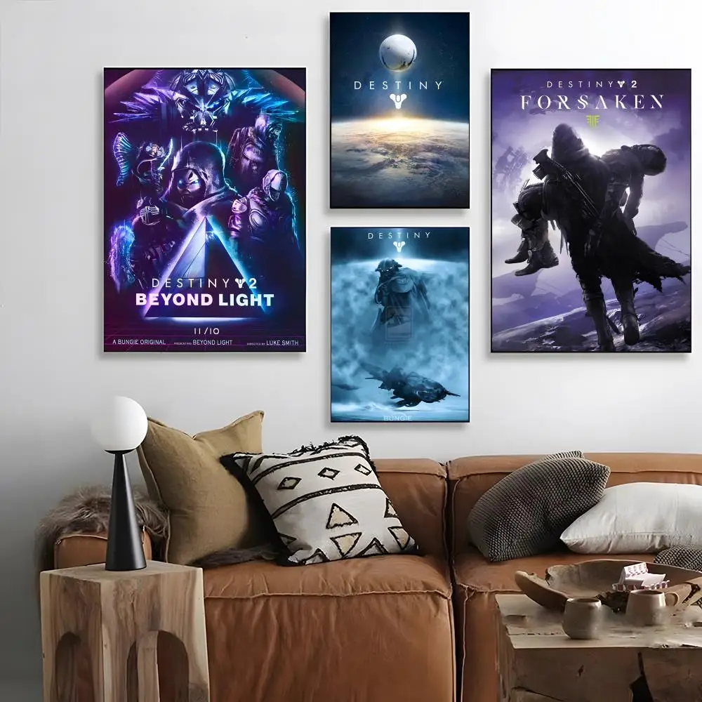 Game Destiny 2 Poster Self-adhesive Art Waterproof Paper Sticker Coffee House Bar Room Wall Decor