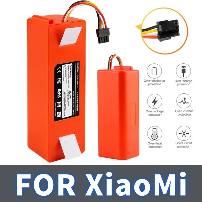 BRR-2P4S 14.4V 5200mAH 12800mAh Robotic Vacuum Cleaner Replacement Battery for Xiaomi Roborock S55 S60 S65 S50 S51 S5 MAX S6