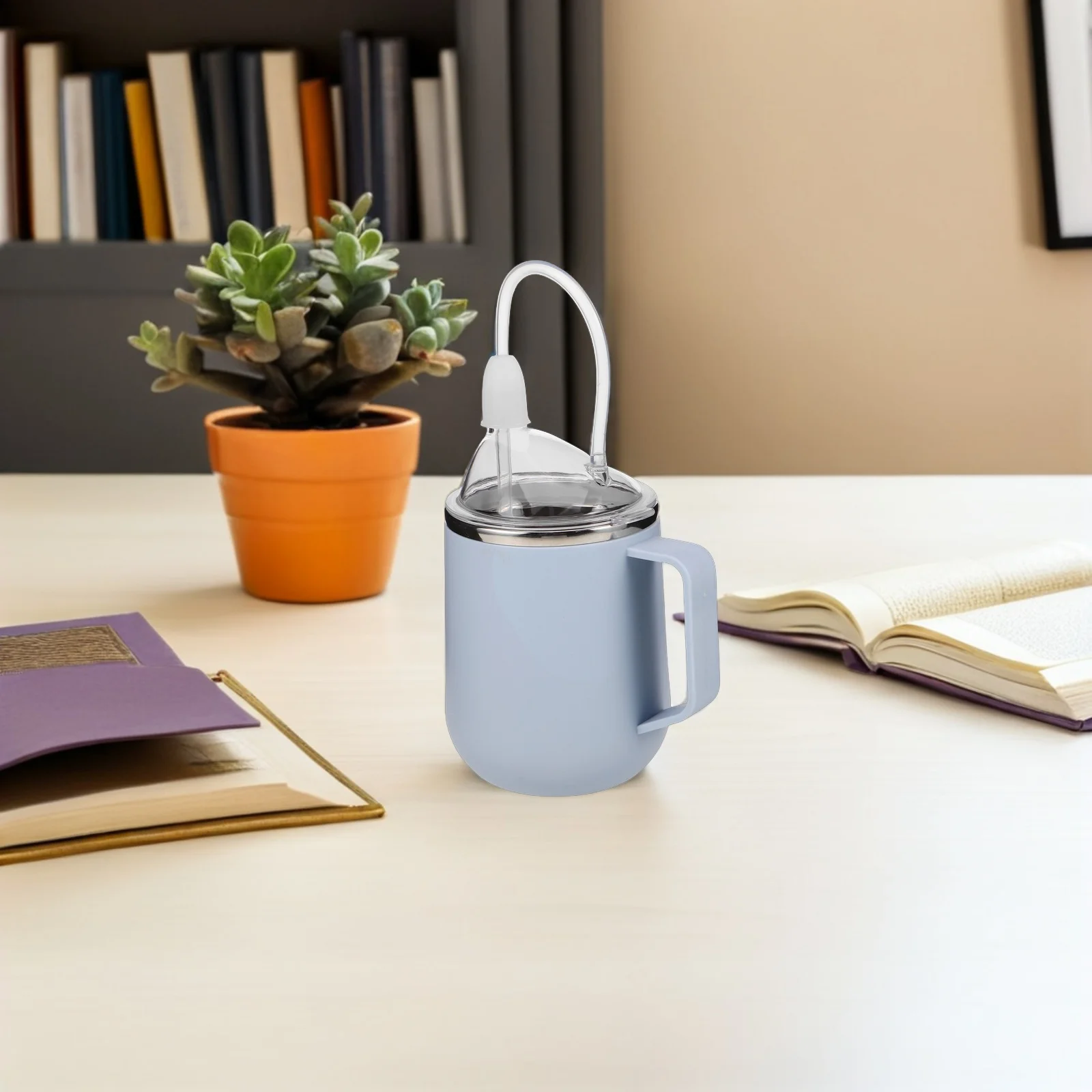 

450Ml Nursing Straw Cup Stainless Steel Spill Proof for Elderly Bedridden Patients Liquid Diet Feeding Sippy Cup Dysphagia Care