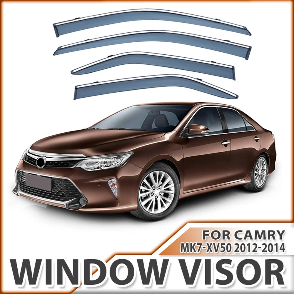 

Chrome Strips Rain Guards for TOYOTA CAMRY 7TH GENERATION 2011-2017 Window Visor Wind Deflectors Door Visor Vent Shades