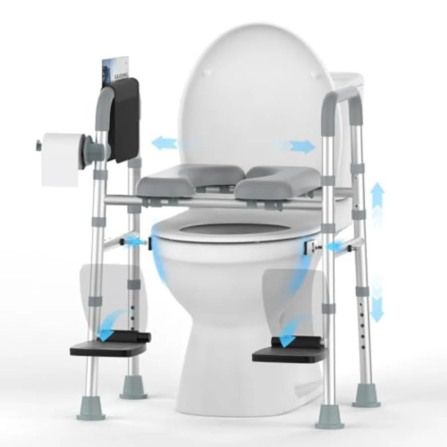 

FSAandHSA Eligible Toilet Seat Risers with Footrests Adjustable Height/Width Raised Toilet Seat with Handles Fit Any Toilet Ris