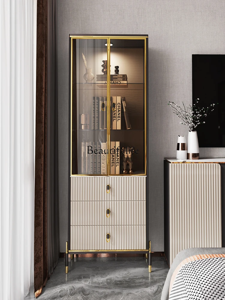 Light Luxury Combined Bookcase One Wall High-End Glass Door Display Cabinet Modern Home