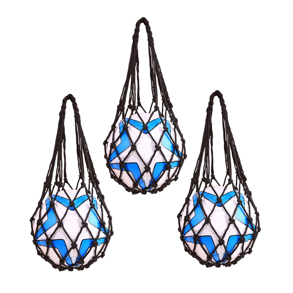 

3 Pcs Basketball Bag Football Carrier Carrying Net Bags Mesh Universal Storage Black