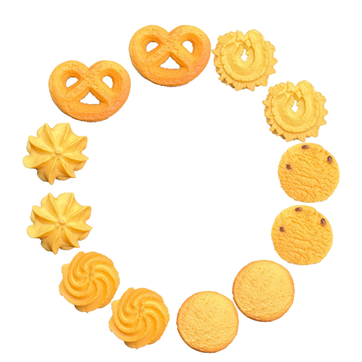 12Pcs Mini Fake Cookies Artificial Pastries Food Fake Biscuits Model for DIY Craft Home Kitchen Decor