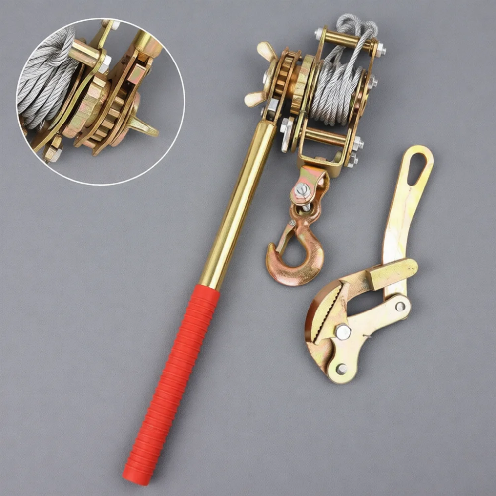 Hand Crank Steel Cable Tightener Double Hook Ratchet Puller Heavy Duty Wire Tensioning Tool For Home Improvement Diy