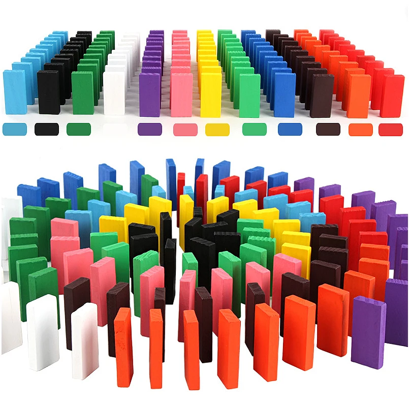 

100/120/240Pcs Children Wooden Rainbow Domino Building Blocks Toy Color Sort Early Learning Dominoes Games Educational Toy Gift