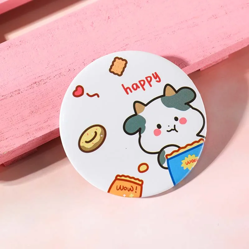 Simple Cute Cartoon Makeup Mirror Pocket Traveling Makeup Mirror Portable Small Mini Round Mirror Mini Makeup Mirror for Women